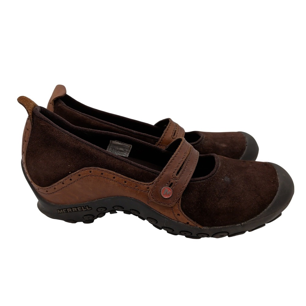 Merrell Plaza Bandeau Espresso Brown Suede Leather Mary Jane Shoes Womens 8.5